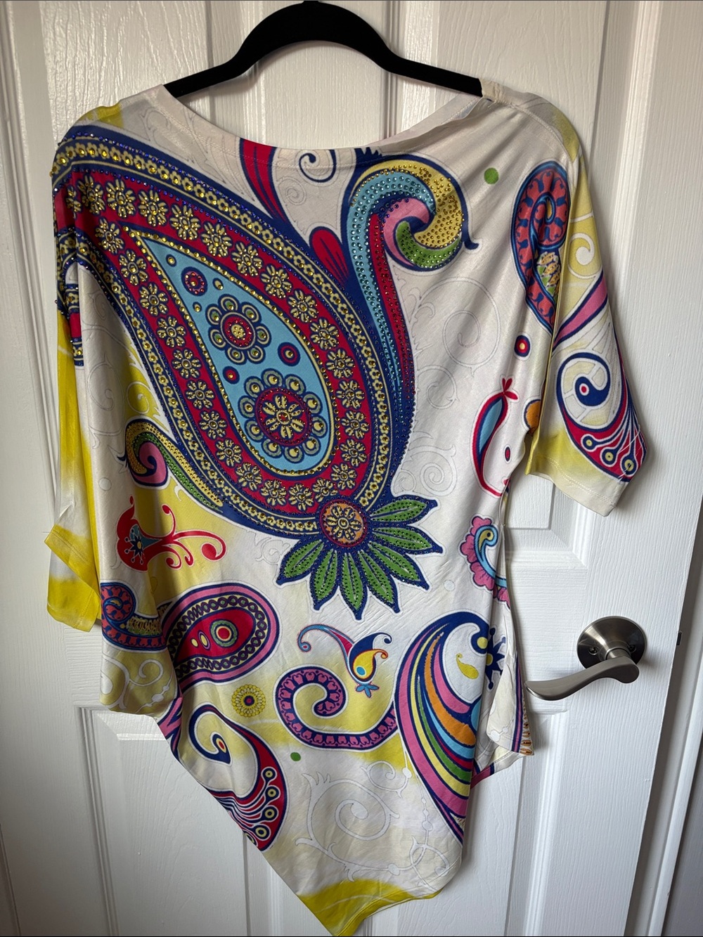 Asymmetrical Paisley Tunic Dress in Multicolor